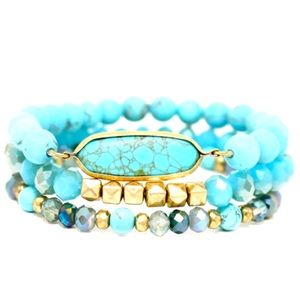 Natural stone mix Beaded Bracelet Set